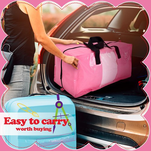 Bulyoou 6 Pack Extra Large Heavy Duty Dorm Moving Bags with Clear Window, Strong Carrying Handles, Backpack Straps and Zippers for Saving Space Storage Totes Clothes Storage Bag Moving Supplies
