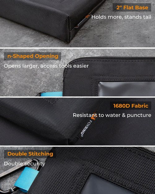 Foxrino Tool Pouch with Clear Window, 1680D Oxford Small Tool Bag, Gifts for Men Dad Father, Heavy Duty Tool Pouches with Zipper, Clear Utility Bag Zipper Pouches for Organizing and Storage, 3 Pack