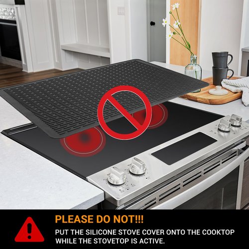 Thermochromic Silicone Stove Top Cover for Electric Stove - 30" x 21" Heat Resistant Silicone Stove Mat for for Glass Top Stove, Dish Drying Mats for Kitchen (Black Temperature Changing Pink)