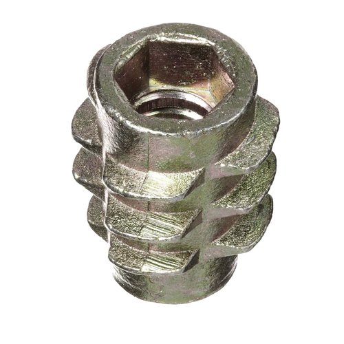 E-Z LOK Knife Threaded Insert for Soft Wood, Zinc Hex-Flush Thread Inserts 10-24 Internal Threads, 0.512" Length Pack of 50