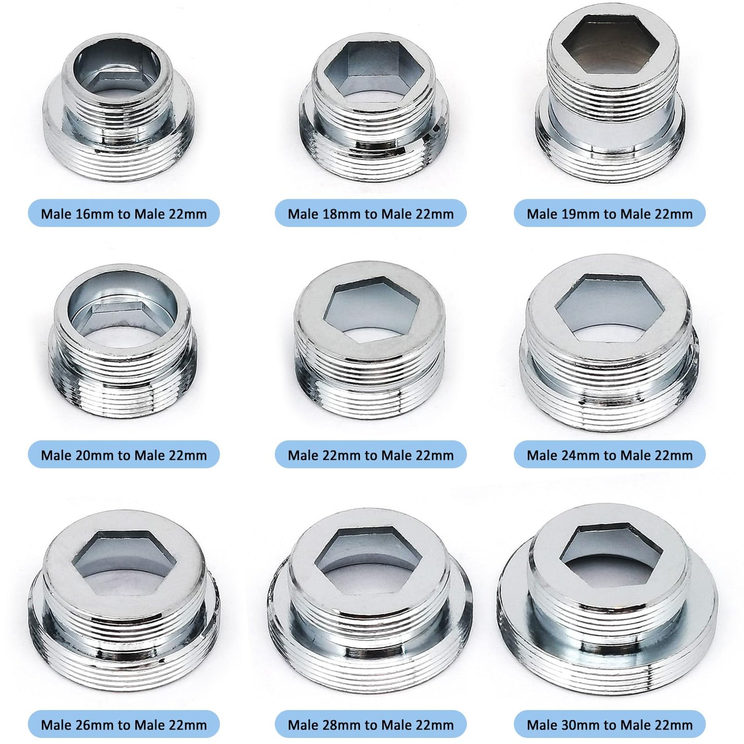 2pcs Faucet Aerator Adapter,19mm Male To 22mm Male Fine Thread Brass Sink Faucet Adapter for Connecting