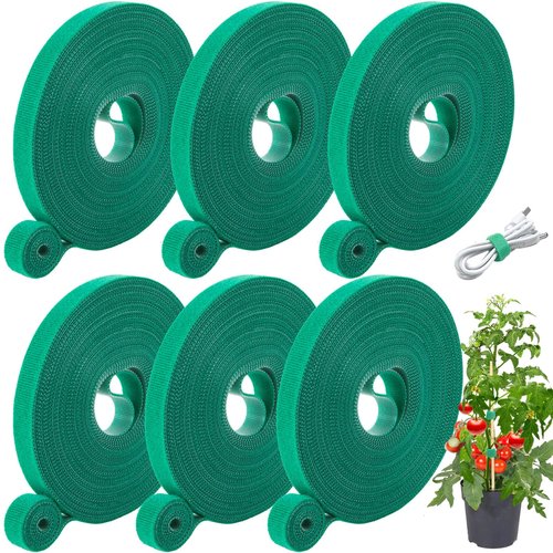 GCTWFYK Plant Tape, 6 Roll 196 Ft Green Garden Tape, Twist Ties for Plants 1/2", Plant Supports, Garden Ties for Climbing Plants, Plant Twist Tie for Plant Gardening, Home, Office