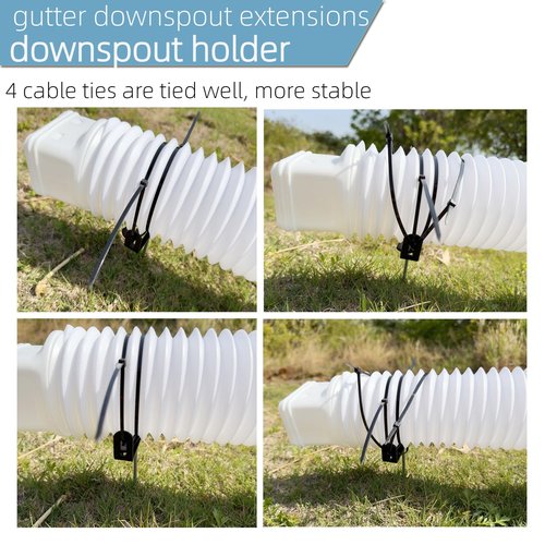 2pcs Premium Adjustable Gutter Downspout Extensions U Bracket, Heavy-Duty Galvanized Iron, Suitable for 2x3 & 3x4 Inches, Gutter Guards Holder, Rust-Proof Anchor for Pipe Support (Black)