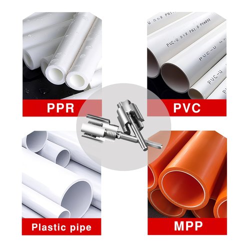 Gcoujrl Integrated Internal & External Pipe Threading Tool with Screw Extractor & Sealant Tape Dual-Function PVC Pipe Threader Kit Electric Drill Compatible for Plumbing, DIY, HVAC (1/2"+ 3/4")