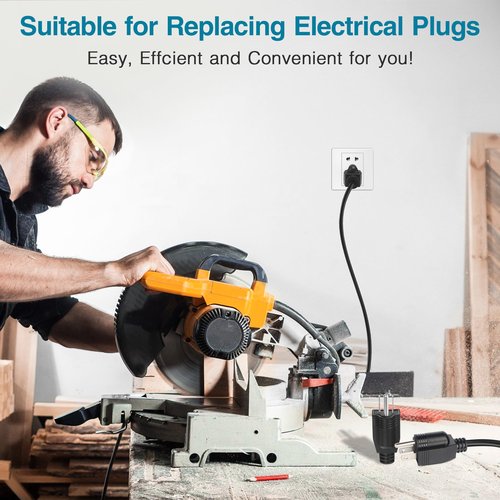NEMA 5-15P Electrical Replacement Plugs， 125V 15A 2-Pole 3-Wire Grounding Replacement for Extension Cord Ends，Male Straight Blade Plug2-Pack