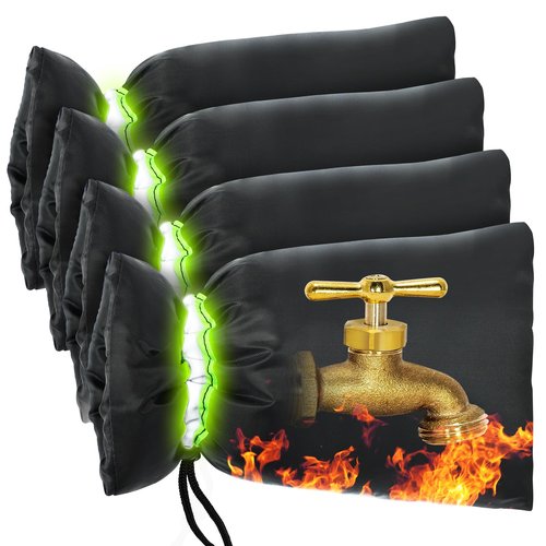 MIXC Outdoor Faucet Cover for Winter - 4 Packs 7.09''W x 10.24''H Water Socks Freeze Protection Pipe Insulation Reusable Waterproof Insulated Spigot Backflow Cover