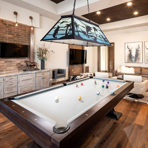 Wellmet Tiffany Pool Table Light 4 Lights, Game Room Billiard Table Lights, Modern Dining Room Chandeliers for Kitchen Island, Cabin, Dolphin Style (Blue)
