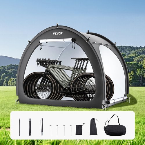 VEVOR Bike Tent, 4 to 5 Bikes, Outdoor Spacious Bike Storage Tent with Ventilated Window, Waterproof Fan-Shaped Bike Tent with High Strength Fiberglass & Double Door, Fit for Bicycle