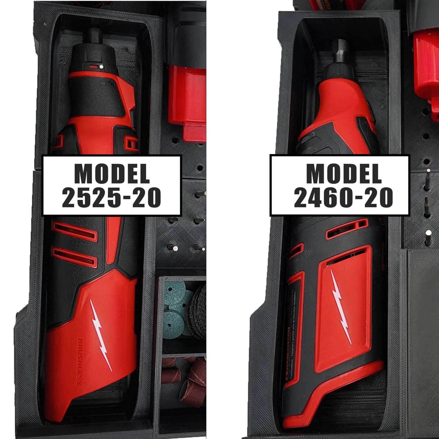 M12 Rotary Packout Organizer with Drawer and Bit Storage for Milwaukee Packout Compact Tool Box- Battery, bits, and Blade Storage- Liner Only