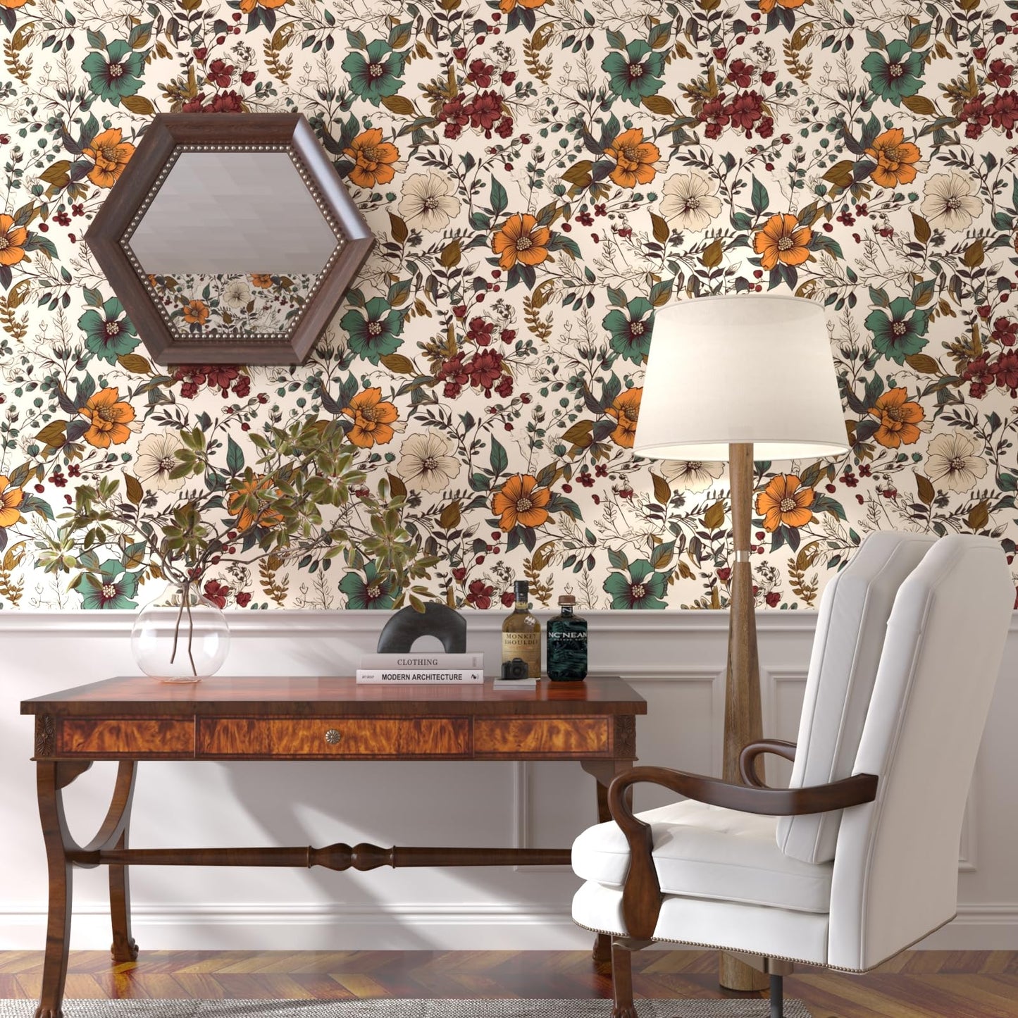 Danodoi Yellow Floral Wallpaper Peel and Stick Vinyl Wallpaper Stick and Peel Colorful Contact Paper for Cabinets Waterproof Self Adhesive Wall Paper for Kitchen Countertop Wall 17.5" x 118"