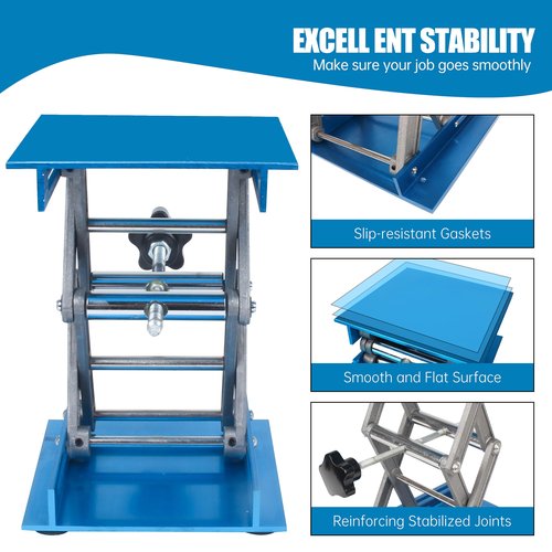 XUNKUANER Lab Jack, 7.87x7.87 inch Aluminum Oxide Lifting Platform Lab Lifter Stand Table Scientific Laboratory Scissor Jack, Vertical Lift Range 80 to 355mm (20x20cm/7.87''x7.87'')