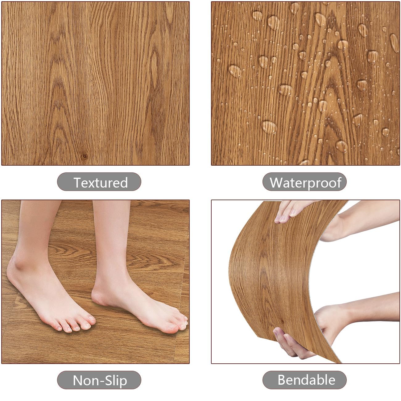 Yenhome 6"X36" Peel and Stick Vinyl Flooring Waterproof Peel and Stick Floor Tile Bathroom Kitchen Flooring Temporary Self Adhesive Floor Tiles for Renter Wood Scratch Resistant 35Plank 52.5Sq.Ft