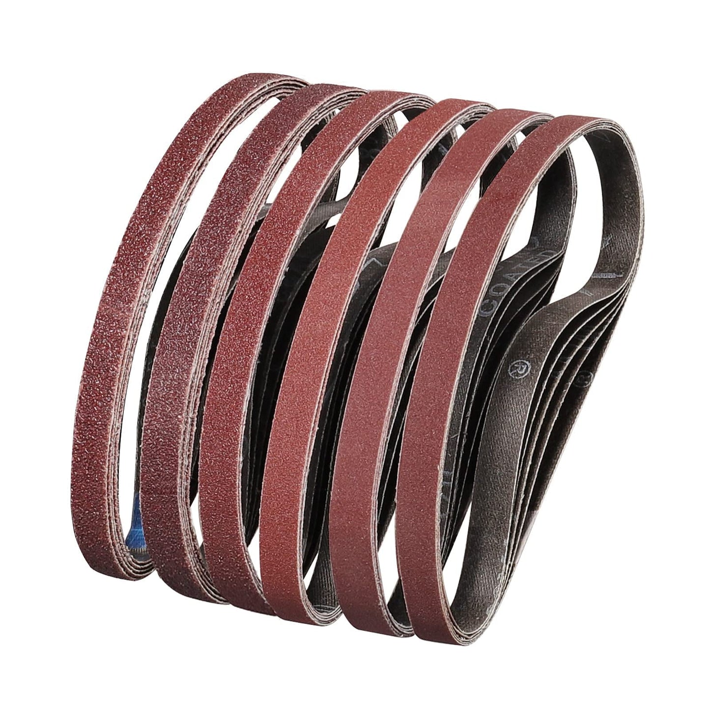 POTUINOM 36 Pack Sanding Belts 1/2X18 Inches(13X457mm)- 6 Each of 40/60/80/120/180/240 Grits Aluminum Oxide Sanding Belt, Best Suitable for Wood Sanding and Levelling