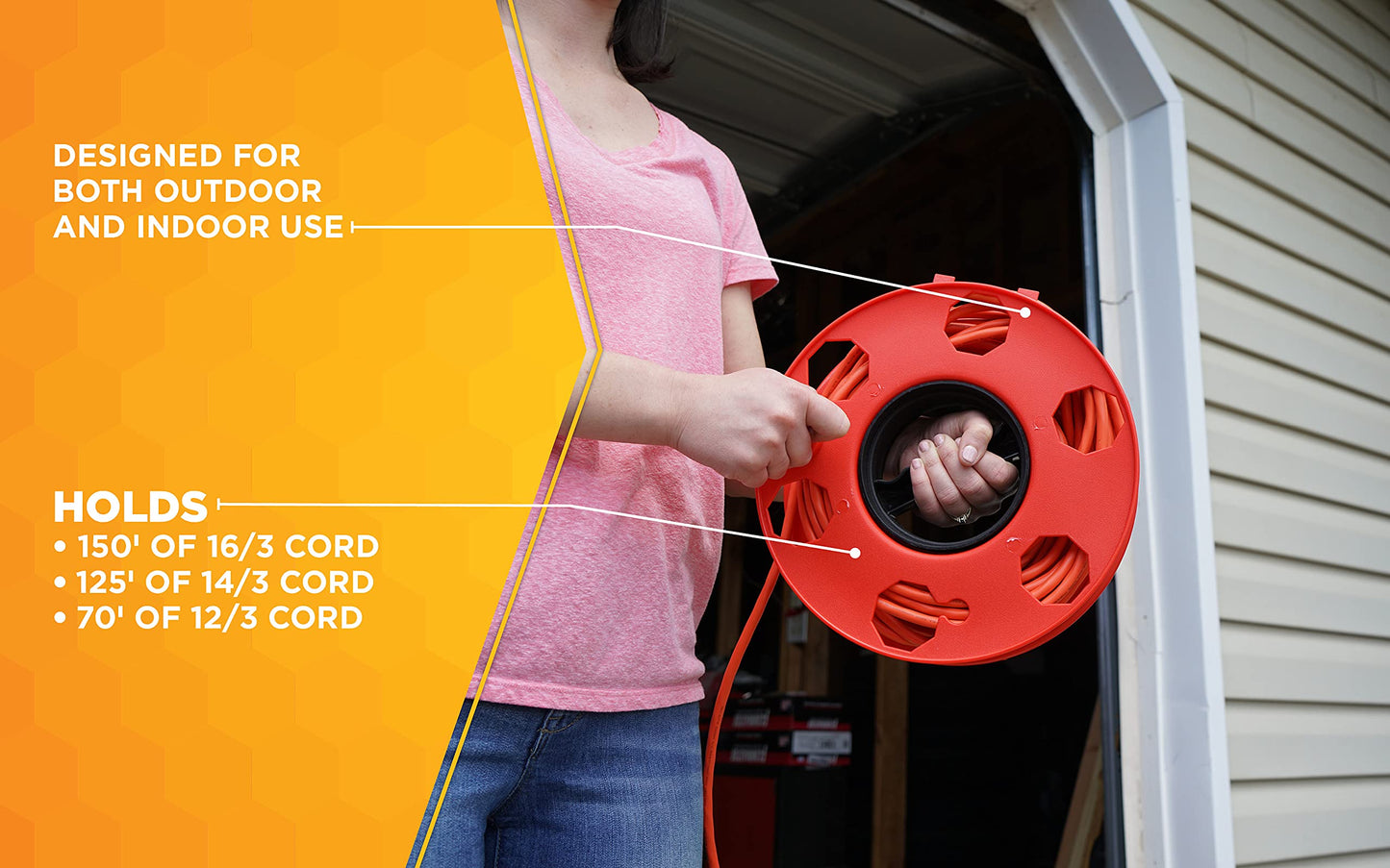 Woods E-102 Heavy Duty Cord Storage Wheel, 125-Foot