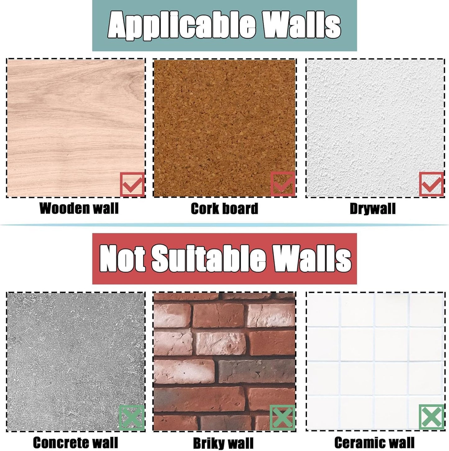 30 PCS Picture Hanging Nails, Thumb Tacks for Wall Hangings, Heavy Duty Wall Tacks for Drywall , Art, Posters, Photos, Hanging Kit with Nails & Hooks (Black)