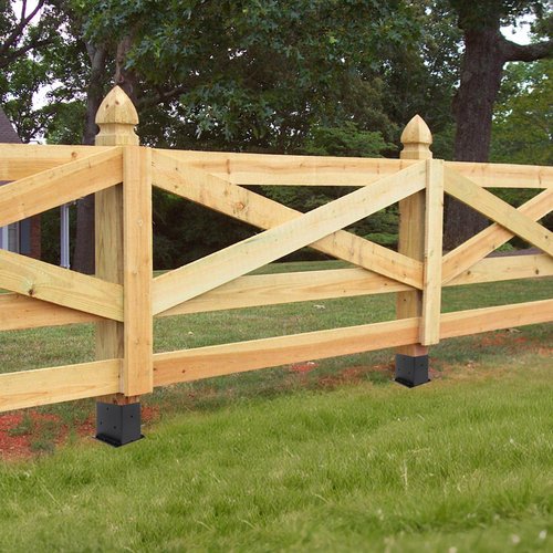2 Set 4"x 6" Fence Post Anchor Ground Spike, 22" Heavy Duty Metal Fence Stake Post Bases (Inner Size 3.6"x5.6") with Black Powder Coated for Fence, Deck, Railing, Mailbox and Porch