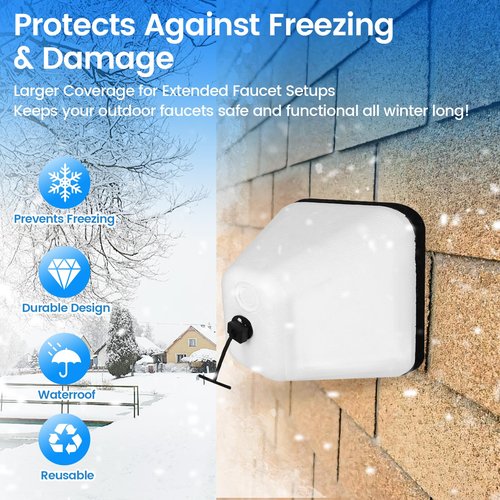 Seatern Outdoor Foam Faucet Covers for Winter, Large Size 6.7" L x 5.2" W x 7" H Freeze Protection Foam Spigot Protector (3 Pack) for Outside Water Spigot Insulation