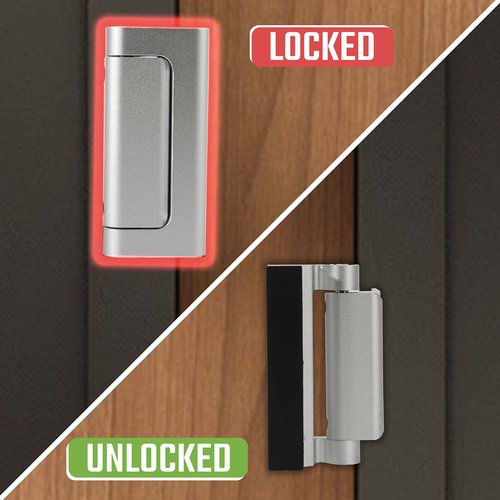 GreaTalent 3PACK Home Security Door Reinforcement Lock Childproof, Add High Security to Home Prevent Unauthorized Entry, Aluminum Construction Finish, Silver