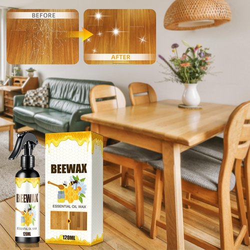 G · PEH 2PCS Natural Beeswax Care Spray & Restorer: Beeswax Spray Furniture Polish, Wood Cleaner,Natural Wood Furniture Polish for Floor, Tables, Cabinets (240ml+Sponge+Cloth)