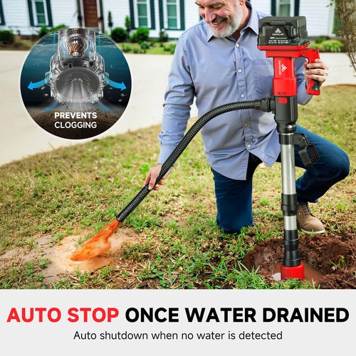 EarthCraft Cordless Stick Water Transfer Pump with 2 * 4.0AH Battery & Charger,740GPH Telescoping Pole Pump, 33FT Head, Handheld Portable Utility Sump Pump Kit for Garden, Boat, Deep Well Draining