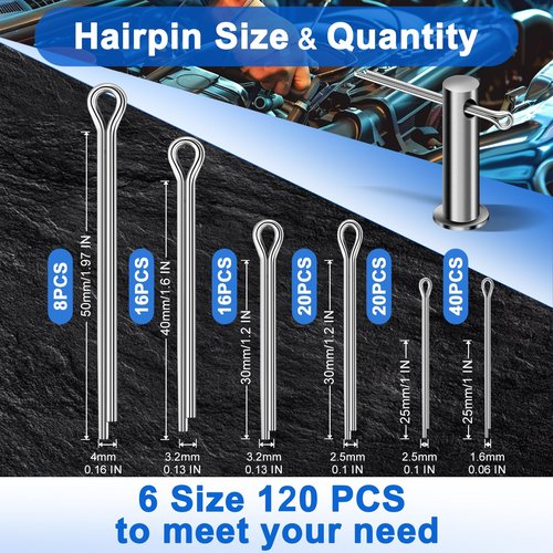 LRVOJUY 220PCS Cotter Pin Assortment Kit, 13 Sizes Premium 304 Stainless Steel Cotter Pins, Heavy Duty R Clips & Hairpin Cotter Pin Set, Hardware Pins for Automotive, Trailer, Hitch Pin Lock System