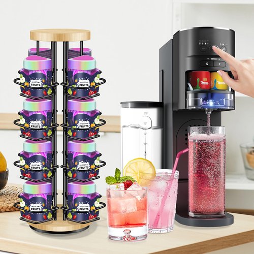 Dilobio Pod Holder for Ninja Thirsti Pods, 360° 16-Flavor Storage Holder Compatible with Ninja Thirsty Drink System, 4-Tier Thirsti Flavor Water Drops Organizer (Pack of 1)