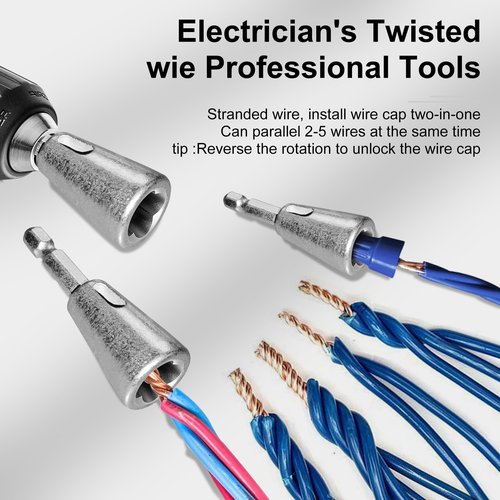 Smasener [Upgraded]Wire Stripper AWG 14-12-10-8-6 Gauge for Drill, Wire Stripper for Drill,Cable Twister Tool with 25 Wire Nuts