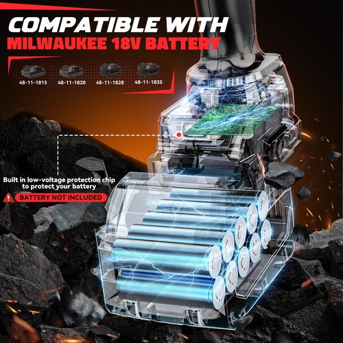 Cordless Impact Wrench 1/2” Compatible with Milwaukee 18v Battery(No Battery), 1000FT-LBS(1360N.m) High Torque Impact Driver, Electric Impact Gun with LED Work Light, Variable Speeds, 4-Speed Control