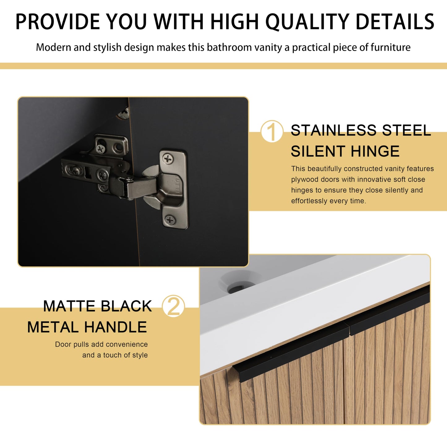 Malwee 48 Inch Freestanding Bathroom Vanity with Sink, 48'' Floor Stand Bathroom Vanity Combo, Modern Cabinet Set with 2 Doors and White Resin Basin Top (MA105-48)