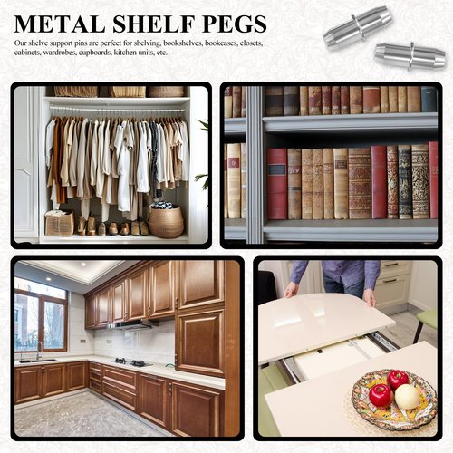 Quacc 12 PCS Replacement Shelf Support Pins, 5mm Metal Shelf Peg Sturdy Bookcase Shelving Support Studs Shelve Holders for Kitchen Units, Cupboards, Wardrobes, Cabinets
