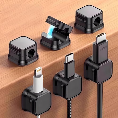 12Pcs Magnetic Cable Clips, Cable Management, Office Desk Accessories, Cord Organizer, Cable Smooth Adjustable,for Desk, Wall, Car, Home Office, Phone Cable Management (Black)