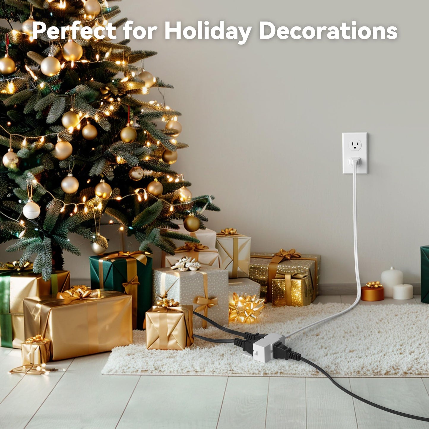 BN-LINK 6 ft 3 Outlet Indoor Extension Cord 16/2 SPT-2, 2 Pack White, 2 Prong Polarized Plug, Household Power Cord for Home, Office, and Holiday Decorations
