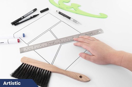 Pacific Arc 12 Inch Stainless Steel Ruler with Inch/Metric Conversion Table