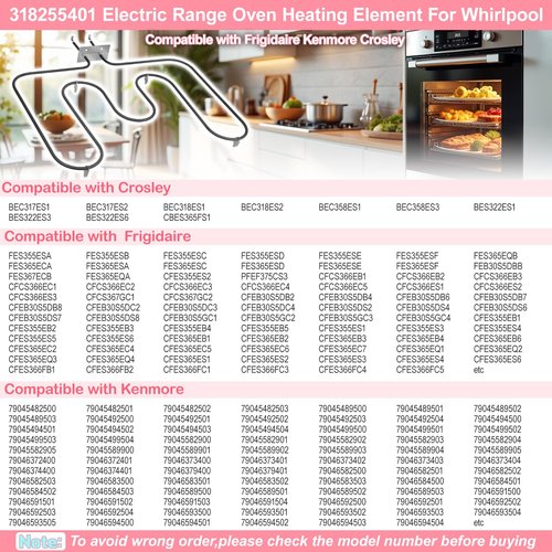 LXun Upgrad 318255401 Bake Element Compatible with Frigi-daire Ken-more Electric Range Stove Oven Heating Element Replaces Part 318255401 318110500 318255400 318255402 1055694 AP3768579 PS978774