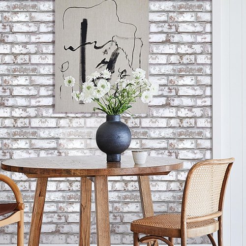 Commomy 10 Pcs 3D Faux Brick Wall Panels -11.8"X11.8" Small Size PVC Peel and Stick Tiles Brick Backsplash DIY Self-Adhesive Wall Tile for Bedroom, Living Room, Kitchen, Fireplace, RV