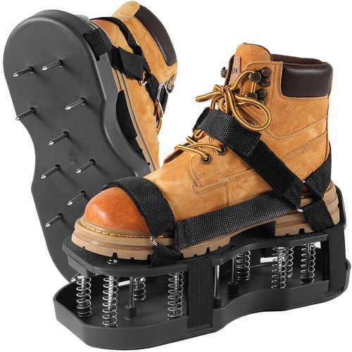 Aeration Shoes for Lawn Self-Cleaning Clay Soil Leaf Removal Spring-Loaded Spikes - Aerating Shoes for Lawn Grass Yard Garden Aerator Fits Over Shoes Size 6-11 (Black)