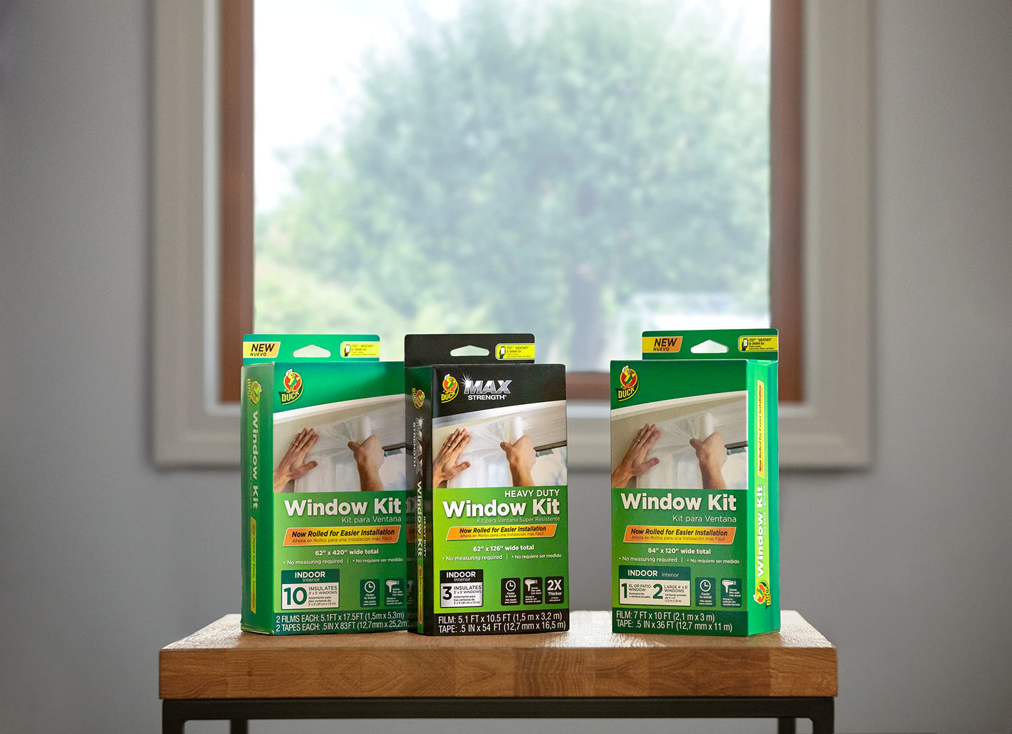 Duck Brand Winter Window Insulation Kit – Window Seal Rolled Shrink Film Covers Up to 15 3’ x 5’ Windows – Window Tape Included – Easy Indoor Installation - Clear - 15-Pack (288069)