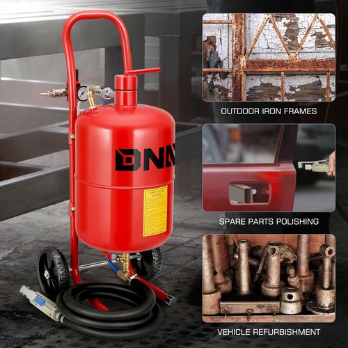 DNA MOTORING 5Gallon Sandblaster Air Sand Blaster Kit, Pot Sandblaster, 125 PSI High Pressure Sand Blasting Machine for Special Surface Treatment, Stain Removal Paint, w/4 Ceramic Nozzles, TOOLS-00655
