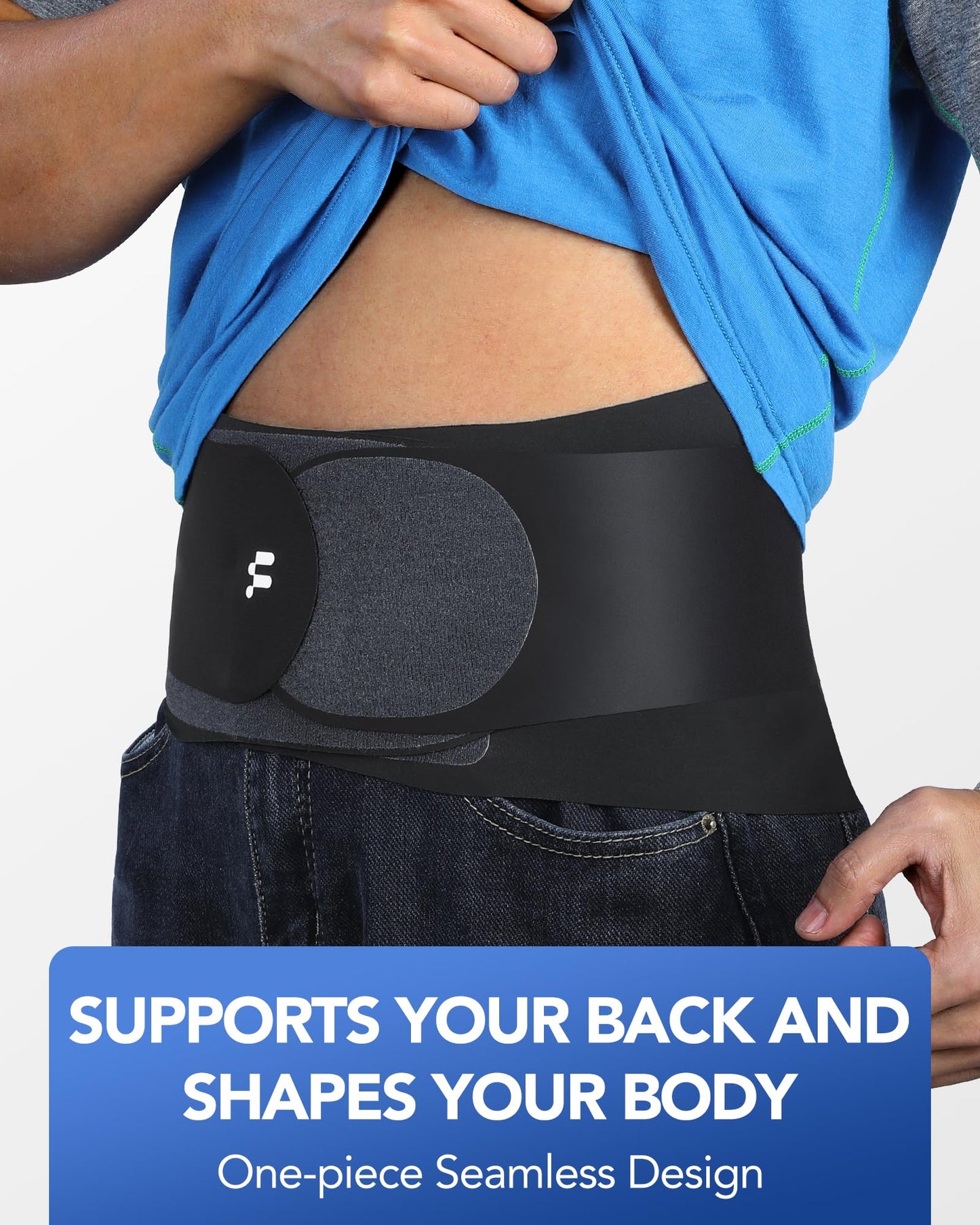 Fitomo 0.5mm Ultra Thin Back Brace for Women Men, 3D Lumbar Pad, Seamless Yoga Fabric, Lightweight Back Brace for Lower Back Pain Relief, Sciatica, Posture, Lifting, Wearg Under Clothes, Black, S