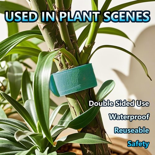 Garden Ties for Plant Support - Durable, Reusable, and Adjustable Ties - Gardening Supplies 50 Feet x 0.5 Inch, Green