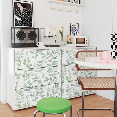 MelunMer Modern Leaf Peel and Stick Wallpaper Boho Green Contact Paper for Cabinets Self-Adhesive Removable Wallpaper for Bedroom Decor Botanical Contact Paper Bathroom Waterproof 78.8inL17.3inW
