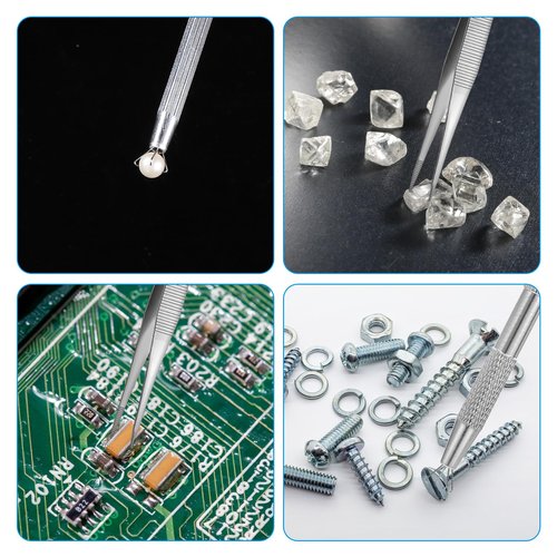 Grabber Tool Holder Set 3 Pcs Jeweler's Pick Up Piercing Taper Ball Grabber Tool for Changing Jewelry Stainless Steel Diamond Claw Tweezers Piercing Assistant Fit Tiny Objects Components Beads Cake