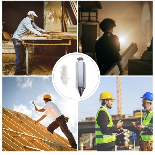 Plumb Bob with String, Steel Hexagonal Plumb Bob for Indoors or Outdoors. Carpenters, Construction Teams, Architects, And DIY Enthusiasts