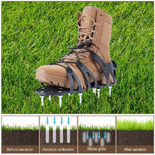Doidiyi Professional Lawn Aerator Shoes with Spiked Design &Adjustable Wrap Lacing-Flexible Bendable Sole for Natural Walking,Ergonomic Gardening Tools for Professional Landscapers & Homeowners