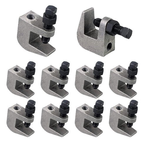 NIDAYE Top Beam Clamps, UNC 3/8" Iron Safety Rod Beam Clamp, 3/4" Jaw Opening, Beam Wall Ceiling Mount Vertical Piping Support-Clamp for Copper, PVC Tubing, 10 Packs