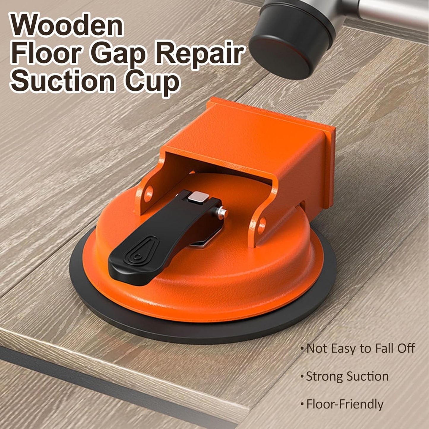 Floor Gap Fixer Tool – Heavy-Duty Laminate Flooring Repair Tools for Wood and Vinyl Planks, Carbon Steel Floor Suction Cup Tool with Rubber Pad, Adjustable Height Seam Puller