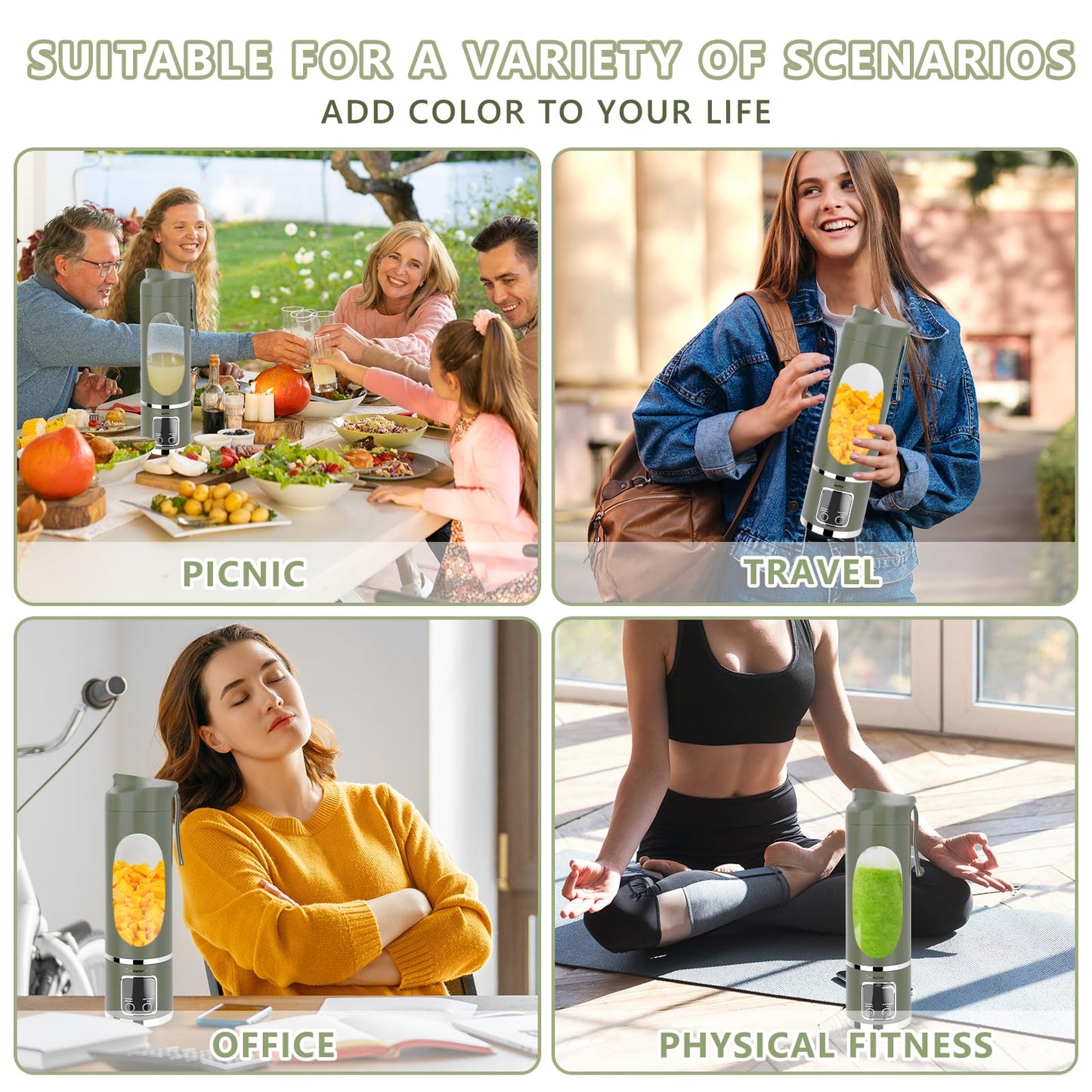 EASYSPEED Portable Blender Electric USB-C, 500ML Personal Juicer for Shakes, 12 Blades, 1500mAh Rechargeable, BPA Free, 18oz Small Blender with Leakproof Lid & Sip Spout, Mixing, Compact