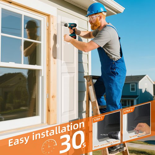 Ortus Collective Exterior Window Shutters - Weather-Resistant Polypropylene, Easy DIY Install - Raised Panel Shutters for Windows Outside, Vinyl, Brick, 14.5"W*39" H, White