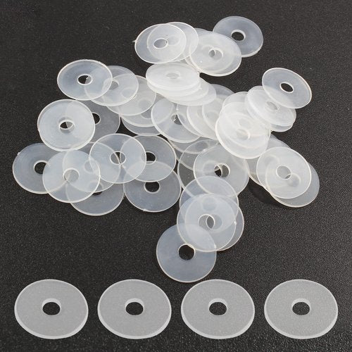 Qjaiune 50 Pack M4 Nylon Washers Clear Flat Washer, 4mm ID 17mm OD 1mm Thickness Faucet Plastic Gasket, Metric Transparent Gasket Sealing Washer Spacer Flat Hose Washer for Water Pipe Water Hose