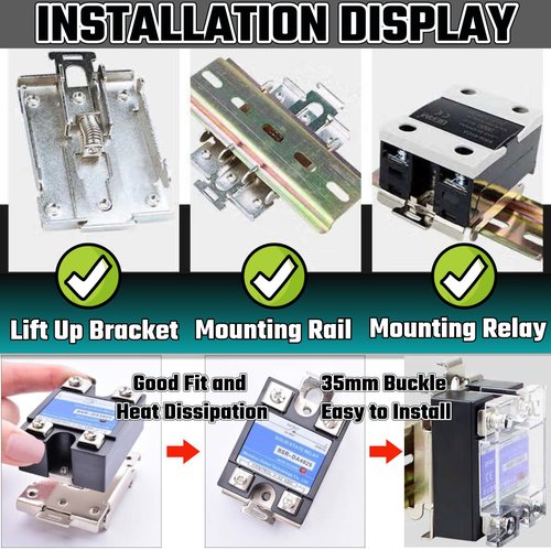 Din Rail Mounting Clip Kit - 35mm Din Rail Clamp, Safe Mounting Bracket for Solid State Relays